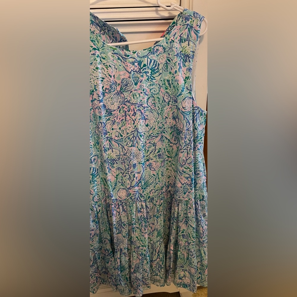 Lilly Pulitzer Pink and Blue Patterned Fabric Dress